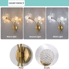 Aeyee Flower Wall Sconce, LED Elegant Wall Light, Dimmable Wall Mount Lamp for Mirror, Bedroom, Hallway