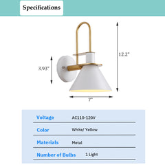 Aeyee Cone Shade Wall Sconce, Modern Swing Arm Wall Mounted Lamp, Clean Wall Light Stairway Sconce Lamp