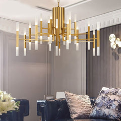 Modern Acrylic Tubes Island Chandelier - Aeyee Classy Pendant Light Fixture, Hanging Lighting for Dining Room Bedroom