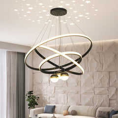 Aeyee Modern Tier LED Chandelier, Unique Starry Pendant Light Fixture, Dimmable Tier Hanging Lamp