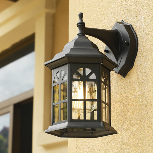 Outdoor Lantern Light - Aeyee 1 Light Outdoor Wall Sconce with Glass Shade, Aluminum Body, Waterproof Porch Lantern, Garage Lamp