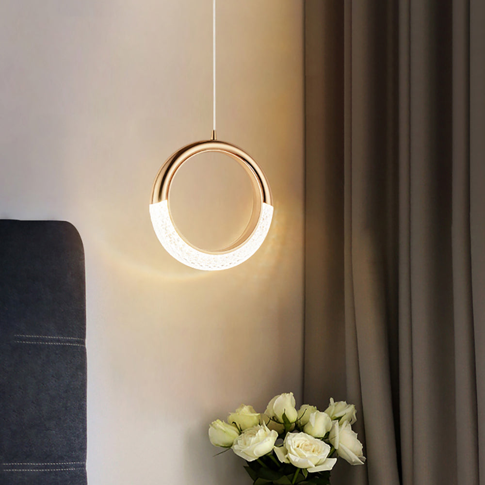 Aeyee Round Shaped Pendant Light Fixture, Dimmable LED Ring Hanging Lamp, Adjustable Kitchen Island Pendant Light