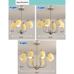 Elegant Flower Chandelier - Aeyee Classic Pendant Light Fixture with Ceramic Shade, Adjustable Height, Modern Hanging Lamp