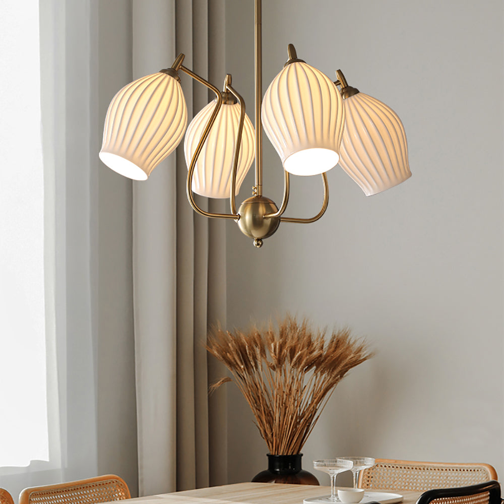 Elegant Flower Chandelier - Aeyee Classic Pendant Light Fixture with Ceramic Shade, Adjustable Height, Modern Hanging Lamp