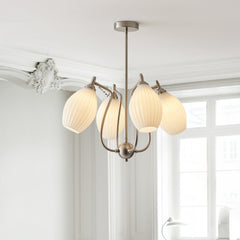 Elegant Flower Chandelier - Aeyee Classic Pendant Light Fixture with Ceramic Shade, Adjustable Height, Modern Hanging Lamp