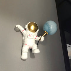 Aeyee Astronaut Wall Sconce, Modern Kids Moon Wall Light with PLA Shade, Cute Wall Lamp for Boys Girls Bedroom