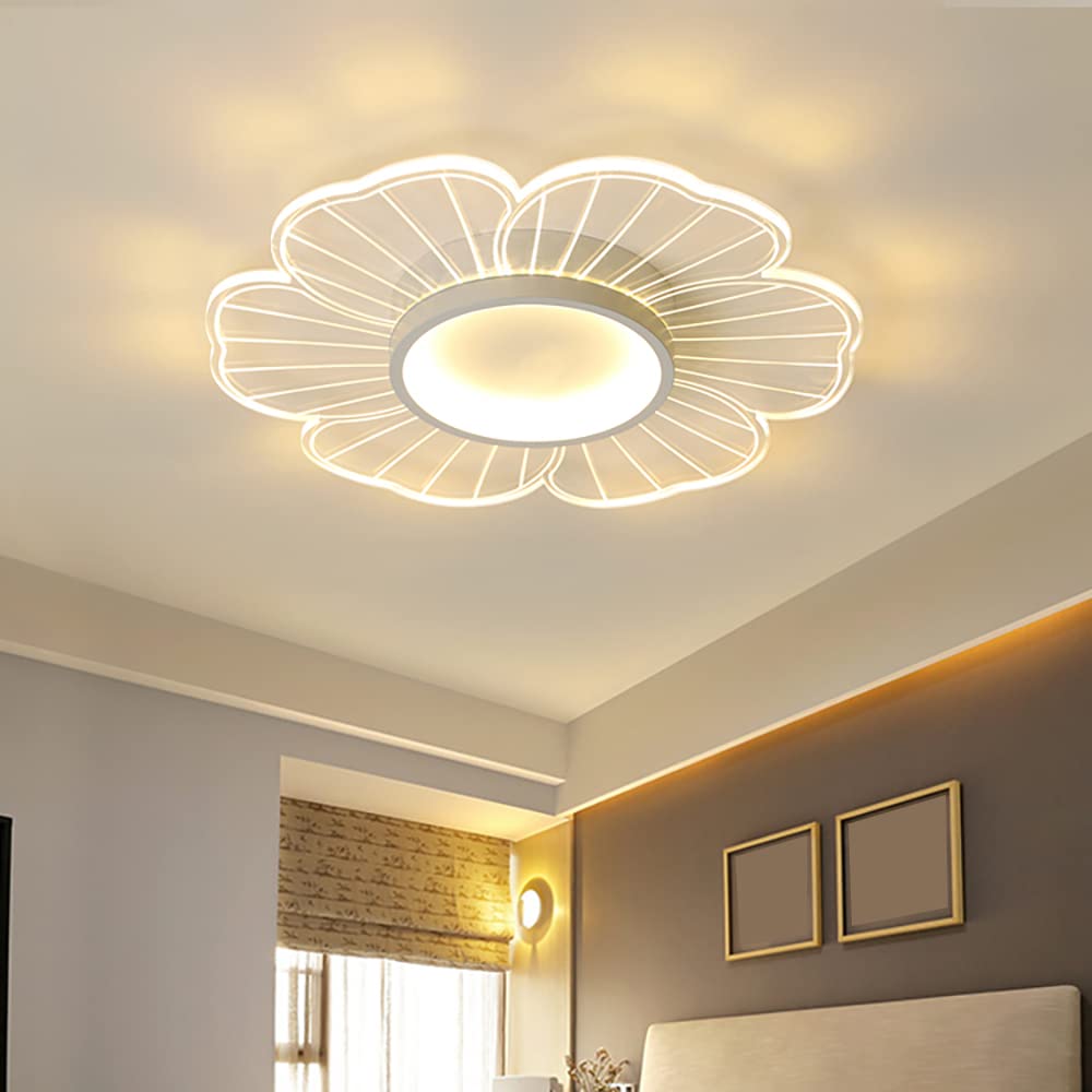 Modern Flower Shape Ceiling Lighting Fixtures - Aeyee Dimmable Acrylic Bright Lighting with Remote, LED Flush Mount Ceiling Light