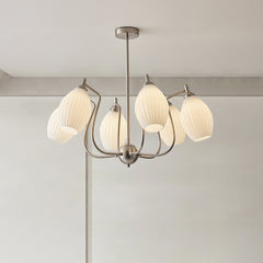 Elegant Flower Chandelier - Aeyee Classic Pendant Light Fixture with Ceramic Shade, Adjustable Height, Modern Hanging Lamp