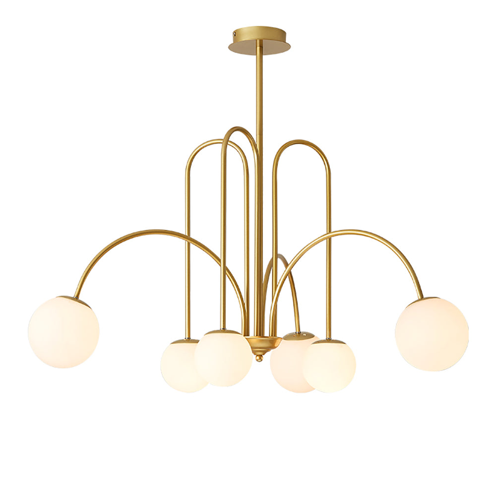 Aeyee Glass Globe Chandelier, Modern Pendant Light, Mid-Century Hanging Light for Dining Room Living Room Gold Finish