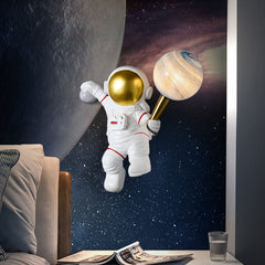 Aeyee Astronaut Wall Sconce, Modern Kids Moon Wall Light with PLA Shade, Cute Wall Lamp for Boys Girls Bedroom