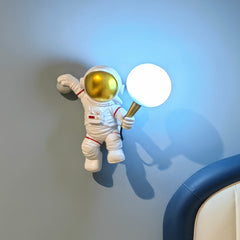 Aeyee Astronaut Wall Sconce, Modern Kids Moon Wall Light with PLA Shade, Cute Wall Lamp for Boys Girls Bedroom