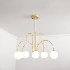 Aeyee Glass Globe Chandelier, Modern Pendant Light, Mid-Century Hanging Light for Dining Room Living Room Gold Finish