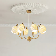 Elegant Flower Chandelier - Aeyee Classic Pendant Light Fixture with Ceramic Shade, Adjustable Height, Modern Hanging Lamp