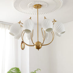 Elegant Flower Chandelier - Aeyee Classic Pendant Light Fixture with Ceramic Shade, Adjustable Height, Modern Hanging Lamp