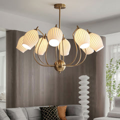 Elegant Flower Chandelier - Aeyee Classic Pendant Light Fixture with Ceramic Shade, Adjustable Height, Modern Hanging Lamp