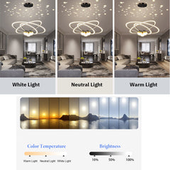 Aeyee Modern Tier LED Chandelier, Unique Starry Pendant Light Fixture, Dimmable Tier Hanging Lamp