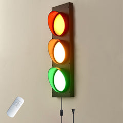 Aeyee Industrial Traffic Light Vintage Stop Light with Remote, 18.5" Fun Wall Lamp for Kids Bedroom, Office, Bar