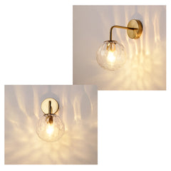 Glass Wall Light - Aeyee Elegant Wall Sconce Lighting 1 Light Rippled Glass Bedside Wall Lamp in Gold