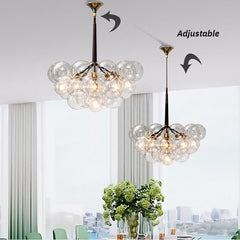 Globes Pendant Light Fixture - Aeyee Modern Chandelier with Clear Glass Shade, Gold Hanging Light for Bedroom Entrance