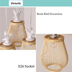 Bird Shaped Island Chandelier - Aeyee Bamboo Hanging Light with Adjustable Cord, Unique Pendant Light Fixture