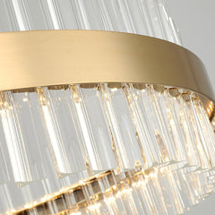 Gold Crystal Chandelier - Aeyee LED Hanging Light Round Ceiling Pendant Light Fixture for Dining Room, Kitchen Island