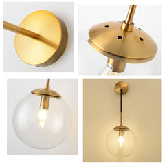 Brass Wall Light - Aeyee Mid Century Wall Sconce Lighting 1 Light Small Chandelier Bedside Lights with Clear Glass Shade 7.87"