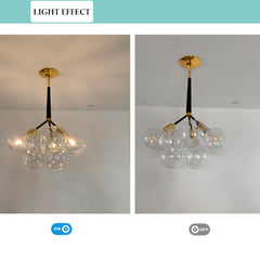 Globes Pendant Light Fixture - Aeyee Modern Chandelier with Clear Glass Shade, Gold Hanging Light for Bedroom Entrance