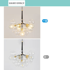 Globes Pendant Light Fixture - Aeyee Modern Chandelier with Clear Glass Shade, Gold Hanging Light for Bedroom Entrance