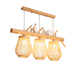 Bird Shaped Island Chandelier - Aeyee Bamboo Hanging Light with Adjustable Cord, Unique Pendant Light Fixture