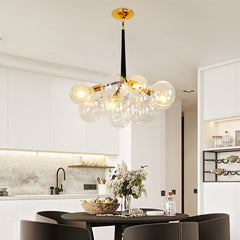 Globes Pendant Light Fixture - Aeyee Modern Chandelier with Clear Glass Shade, Gold Hanging Light for Bedroom Entrance