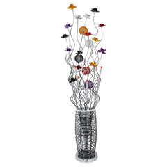 Aeyee Modern Flower Vase Floor Lamp, Aluminium Elegant Standing Lamp, 7 Lights Decorative Floor Lighting for Living Room Bedroom Silver Finish