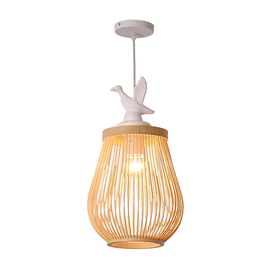 Bird Shaped Island Chandelier - Aeyee Bamboo Hanging Light with Adjustable Cord, Unique Pendant Light Fixture