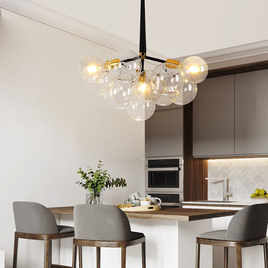 Globes Pendant Light Fixture - Aeyee Modern Chandelier with Clear Glass Shade, Gold Hanging Light for Bedroom Entrance