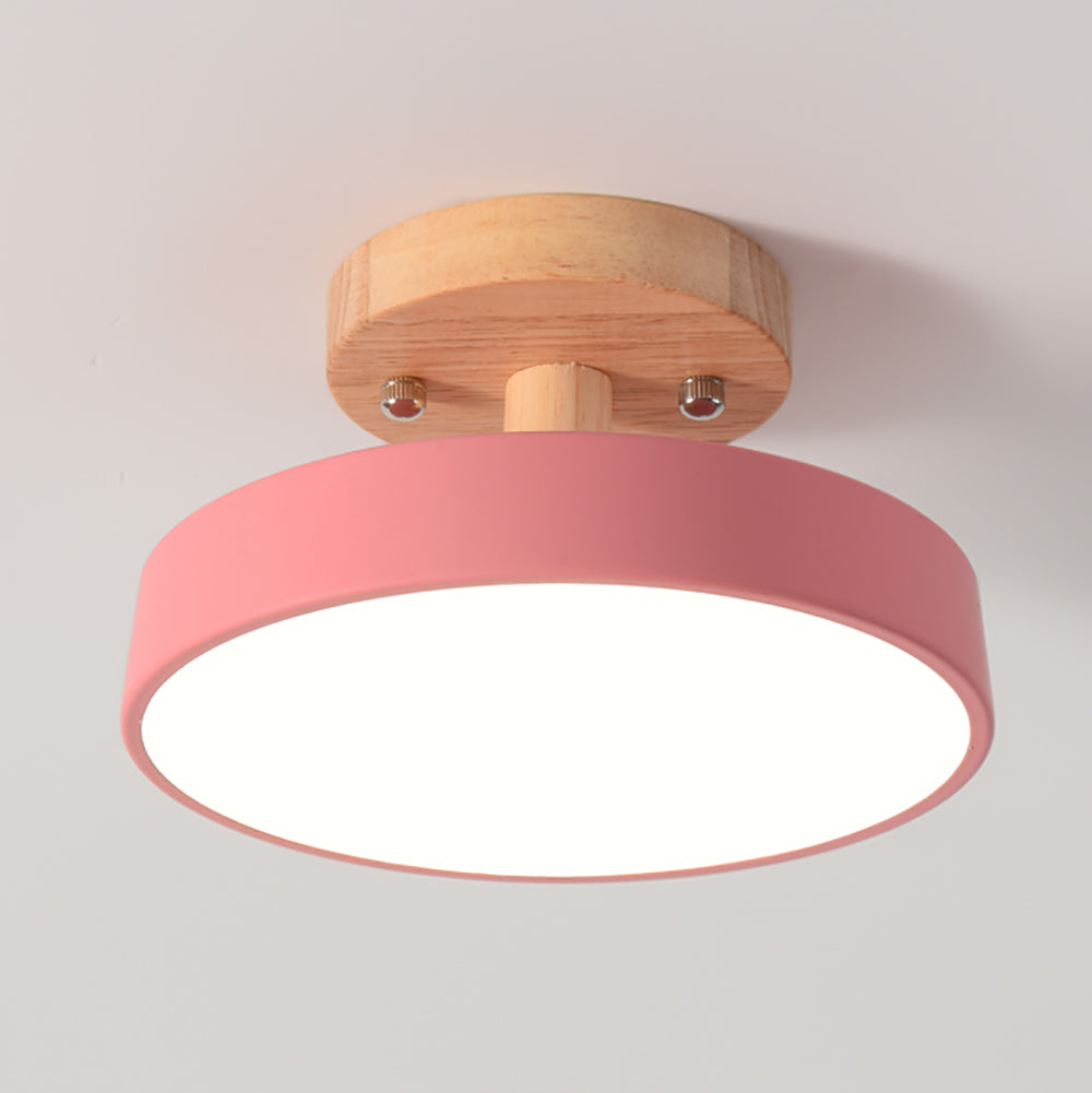 Modern LED Ceiling Light - Aeyee Wood Flush Mount Ceiling Light, Round ...