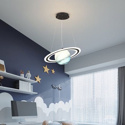 Planet Chandelier - Aeyee Globe Pendant Light, Glass LED Hanging Light Fixture, Remote Control, Cartoon Pendant Lamp for Children's Bedroom Nursery