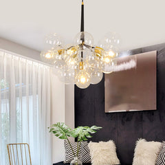 Globes Pendant Light Fixture - Aeyee Modern Chandelier with Clear Glass Shade, Gold Hanging Light for Bedroom Entrance