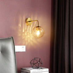 Glass Wall Light - Aeyee Elegant Wall Sconce Lighting 1 Light Rippled Glass Bedside Wall Lamp in Gold