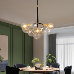 Globes Pendant Light Fixture - Aeyee Modern Chandelier with Clear Glass Shade, Gold Hanging Light for Bedroom Entrance