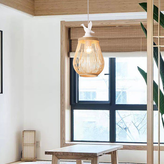 Bird Shaped Island Chandelier - Aeyee Bamboo Hanging Light with Adjustable Cord, Unique Pendant Light Fixture