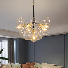 Globes Pendant Light Fixture - Aeyee Modern Chandelier with Clear Glass Shade, Gold Hanging Light for Bedroom Entrance