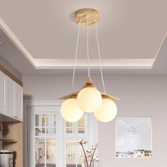 Modern Wood Chandelier - Aeyee Glass Hanging Lamp,Elegant Molecular Lights,Globe Pendant Lamp for Dining Room Living Room