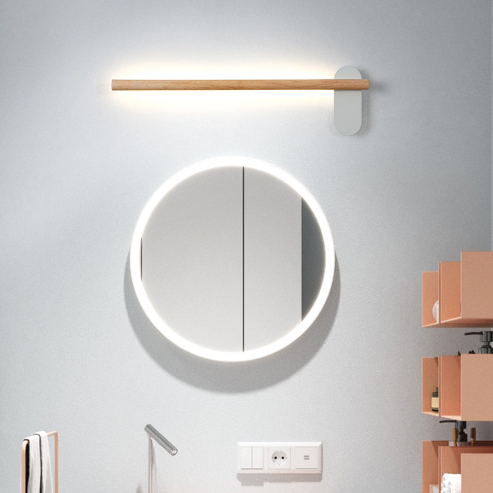 Bathroom Vanity Light - Aeyee Clean Design and Bright Wall Mount Lighting LED Mirror Lamps Wood Straight Rod Makeup Light