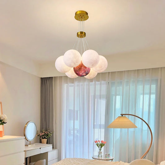 Aeyee Globe Pendant Light Bubbles Ball Shape Chandelier, Planet Glass Hanging Light Fixture for Children's Room Dining Room