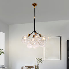 Globes Pendant Light Fixture - Aeyee Modern Chandelier with Clear Glass Shade, Gold Hanging Light for Bedroom Entrance