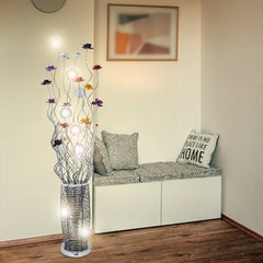 Aeyee Modern Flower Vase Floor Lamp, Aluminium Elegant Standing Lamp, 7 Lights Decorative Floor Lighting for Living Room Bedroom Silver Finish