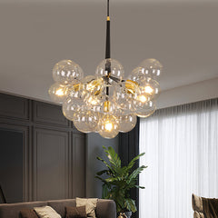 Globes Pendant Light Fixture - Aeyee Modern Chandelier with Clear Glass Shade, Gold Hanging Light for Bedroom Entrance