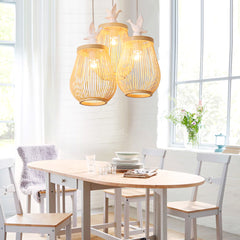 Bird Shaped Island Chandelier - Aeyee Bamboo Hanging Light with Adjustable Cord, Unique Pendant Light Fixture