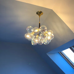 Globes Pendant Light Fixture - Aeyee Modern Chandelier with Clear Glass Shade, Gold Hanging Light for Bedroom Entrance