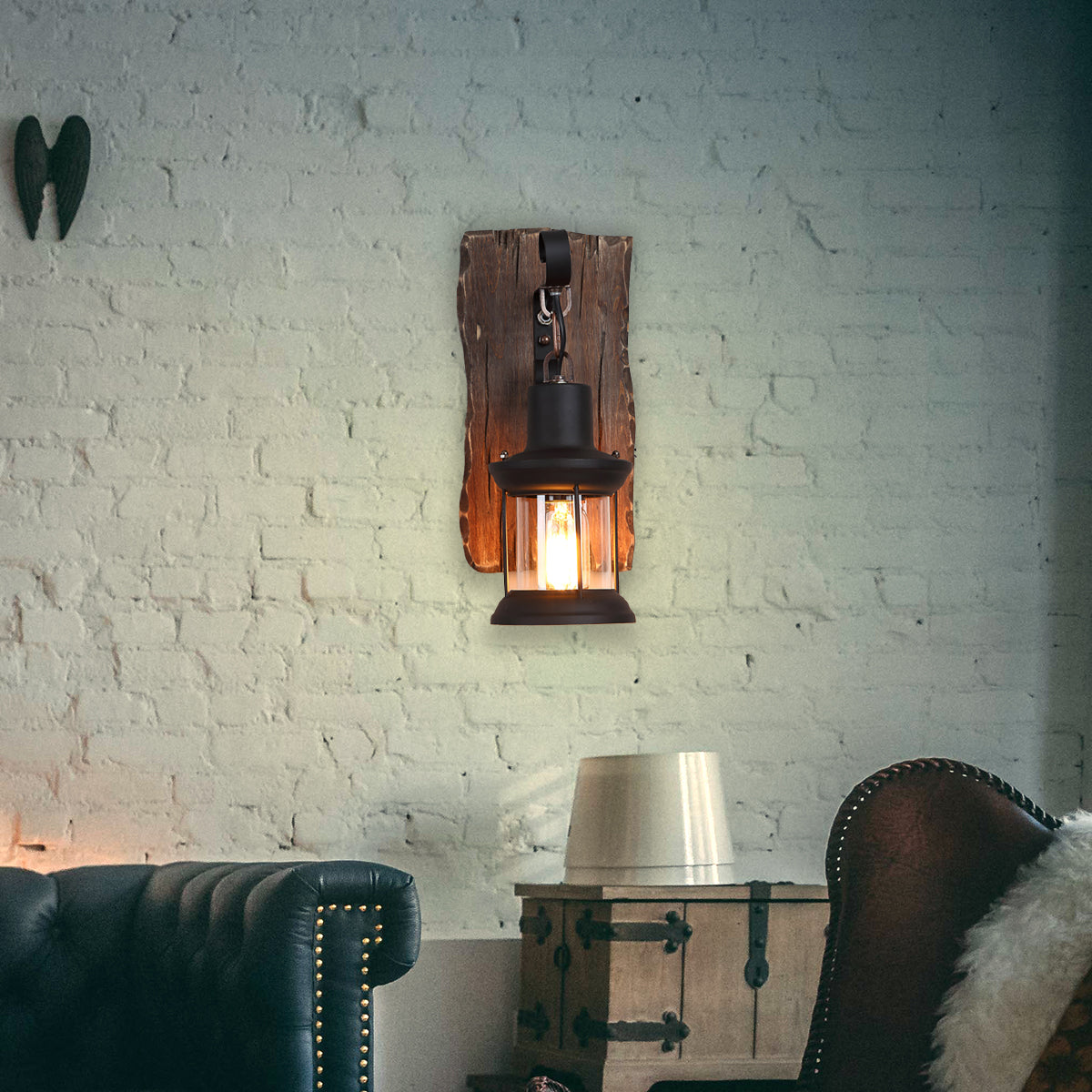 Wall Light Rustic Wood Wall Sconces, Industrial Farmhouse