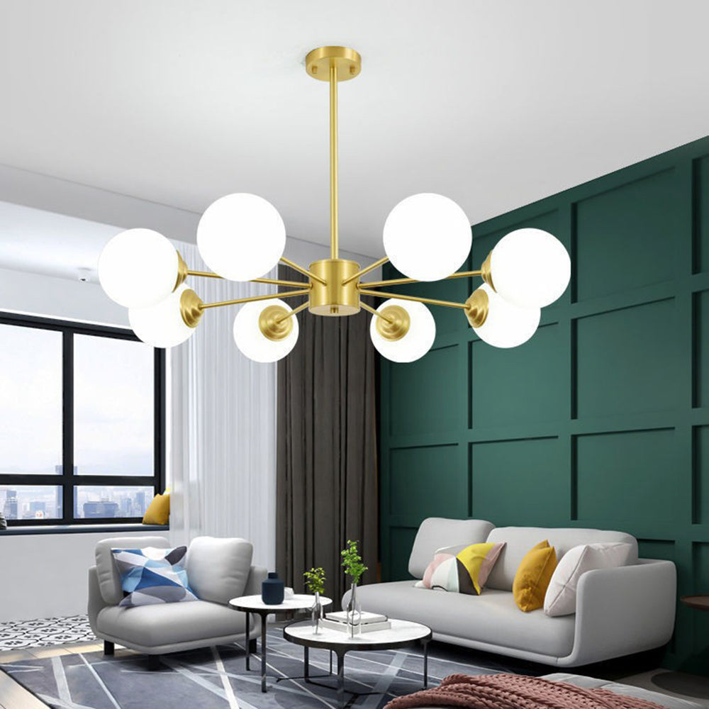 Modern Gold Sputnik Chandelier - Aeyee Glass Hanging Lamp Globe Mid Century Pendant Lamp for Dining Room Living Room